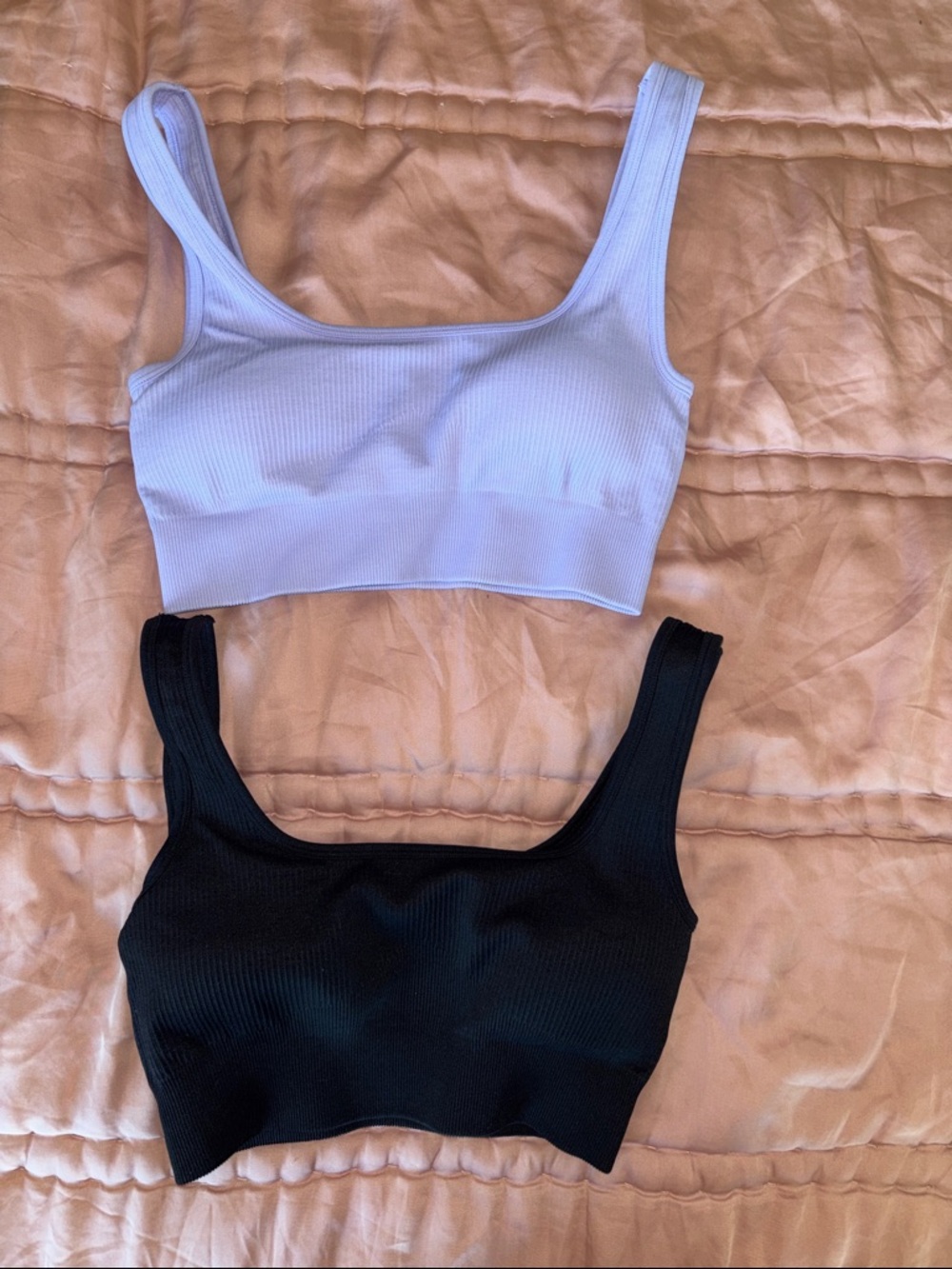 Ribbed Scoop Bralette Duo - Lavender & Black